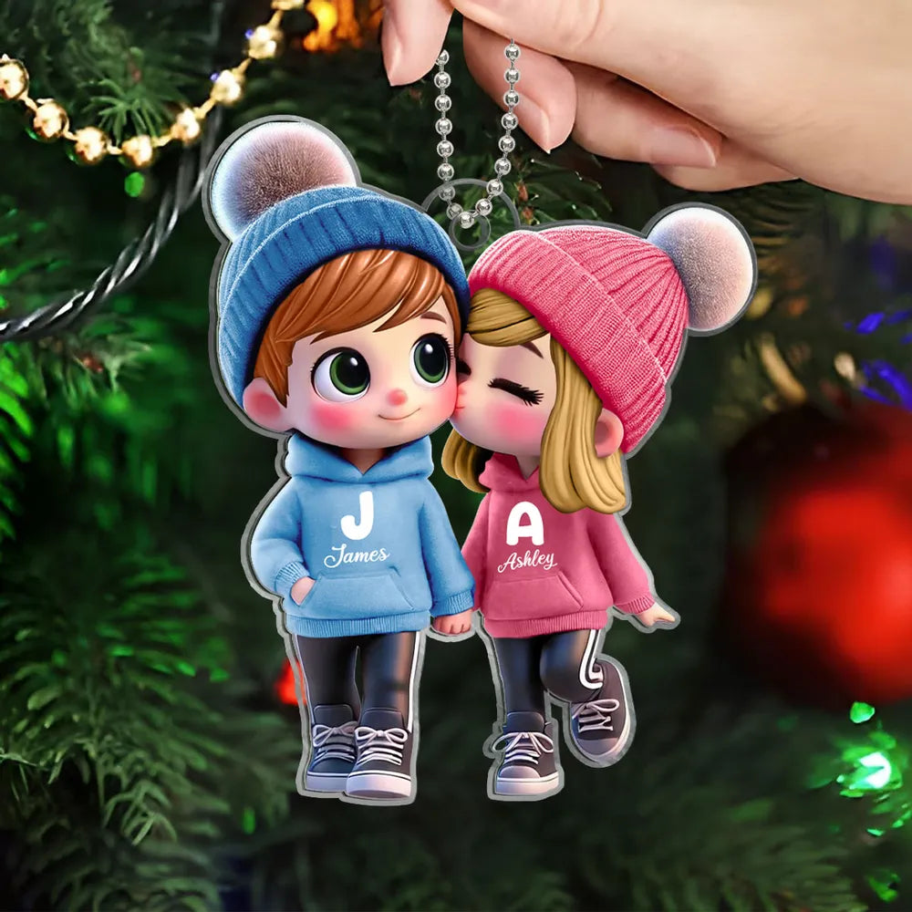 Personalized Cup - Cute Couple Kissing Moment - Custom Name Gift for Boyfriend & Girlfriend
