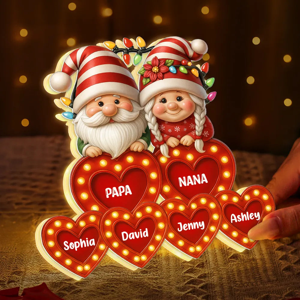 Grandparents Acrylic Light Box – Personalized Christmas Decoration with Grandkids’ Names, Clear and Collectible Gift