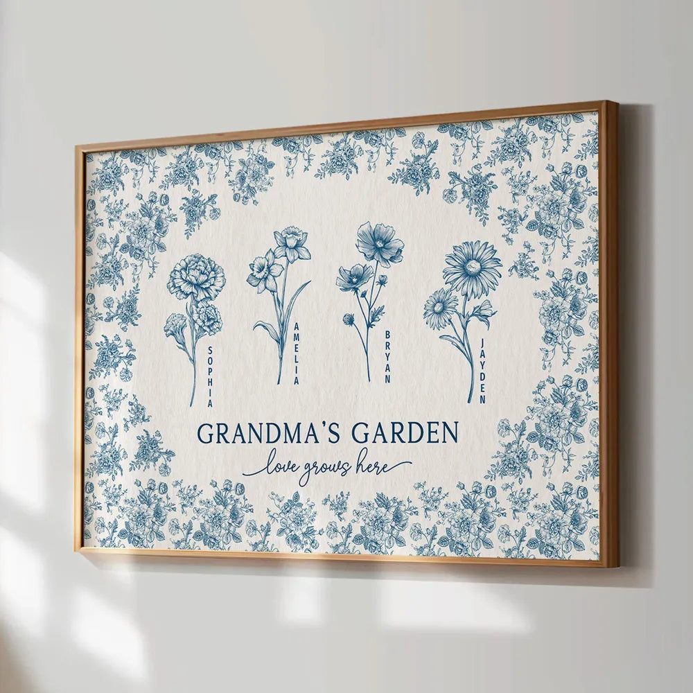 Personalized Grandma’s Garden Poster – Custom Gift for Grandma with Flower Design