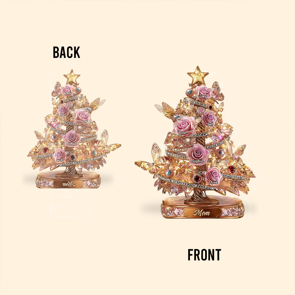 Beautiful Rose Christmas Tree, A Perfect Christmas Gift for Mom - Personalized Mother Custom Shaped Acrylic Plaque