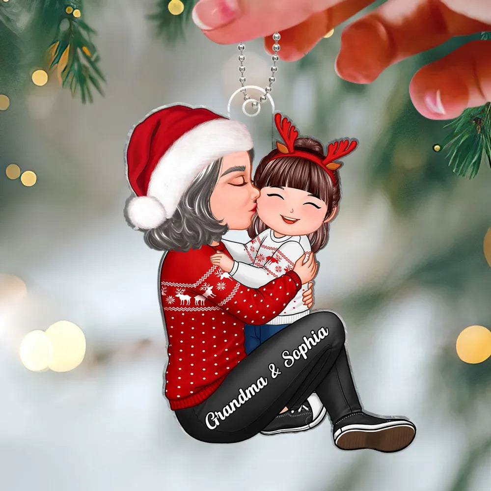 Christmas Hug Acrylic Ornament, cozy holiday spirit, a perfect gift for family
