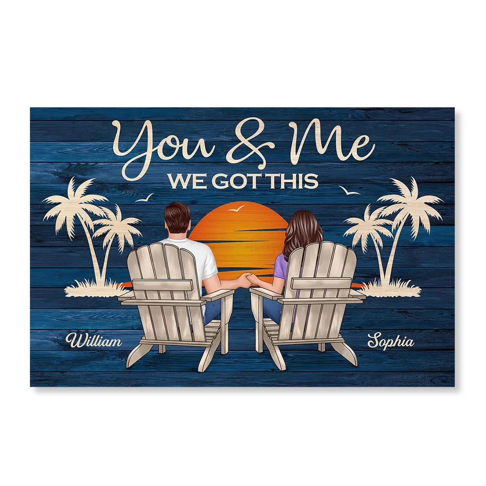 You & Me We Got This – Personalized Poster for Couples Holding Hands at Sunset, Romantic Gift for Lover