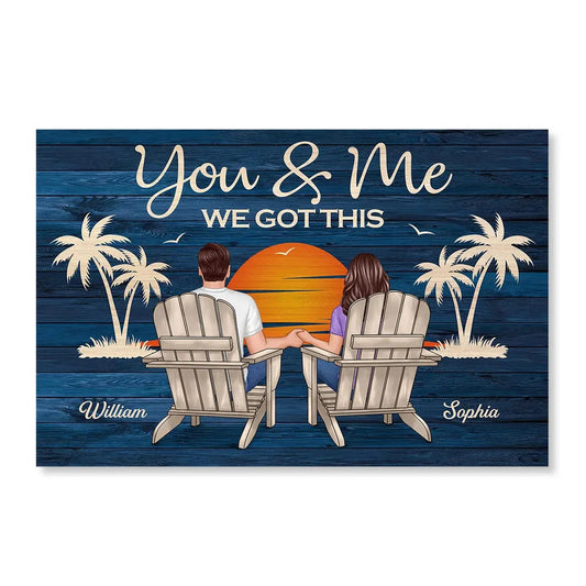 You & Me We Got This – Personalized Poster for Couples Holding Hands at Sunset, Romantic Gift for Lover