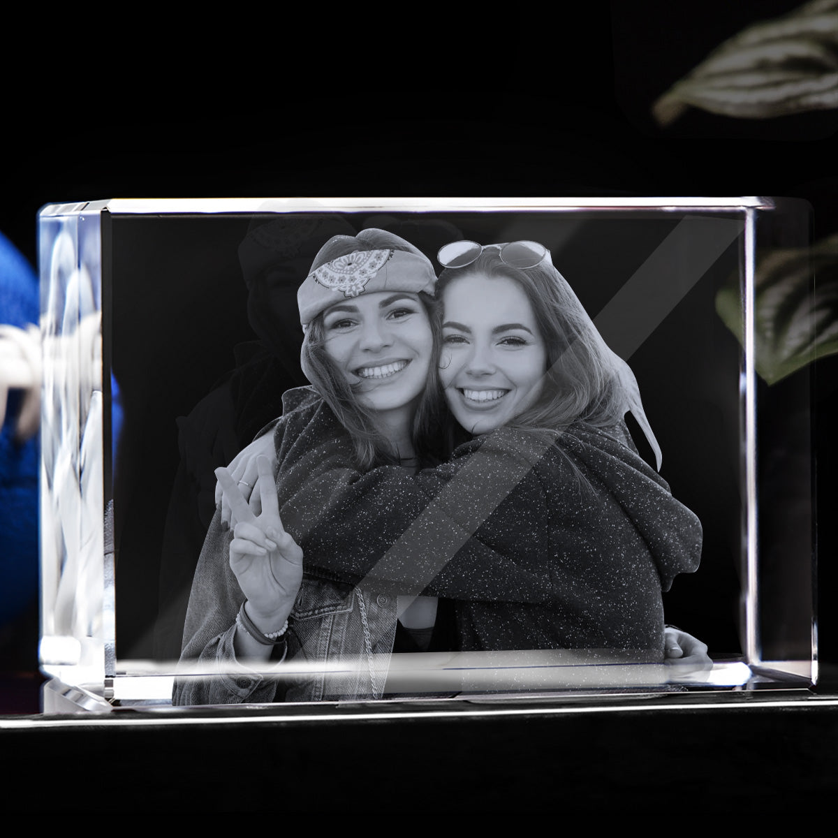 Custom Photo - Personalized Bestie Laser Engraving 3D Cuboid Shaped Crystal Lamp