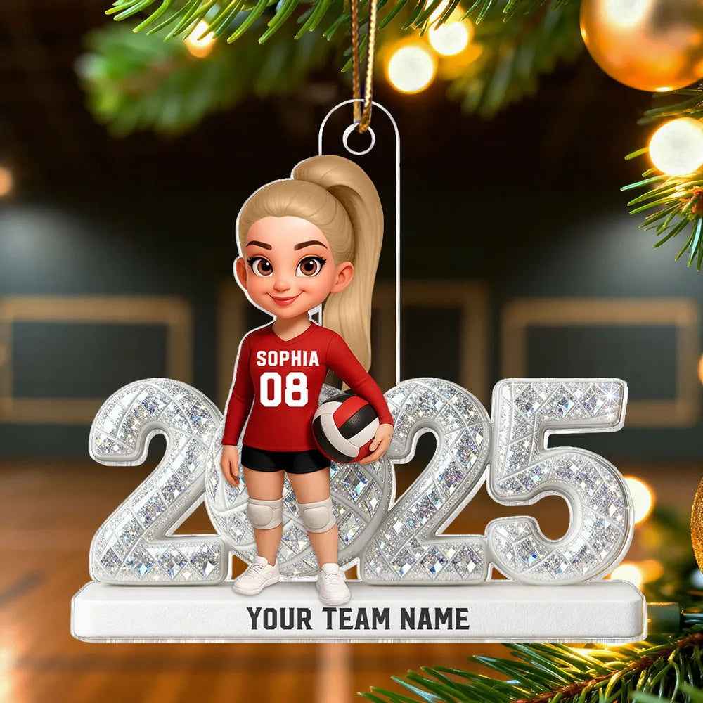 Custom Volleyball Girl Acrylic Ornament | Sparkling Year Design, Celebrating Youthful Spirit, Perfect Gift for Sports Girls