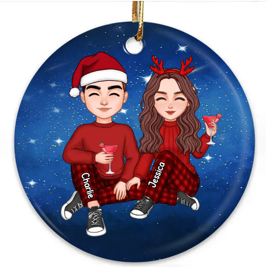 Cute Couple Christmas Gift For Him For Her Personalized Acrylic Ornament or Keychain or Plaque