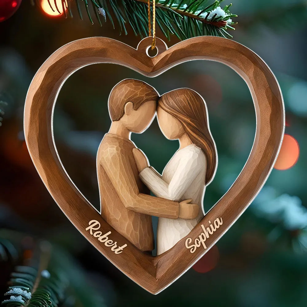 Custom Couple Heart Acrylic Ornament – Unique Hanging Decoration for Romantic Holidays, Anniversaries and Everyday Love Gifts
