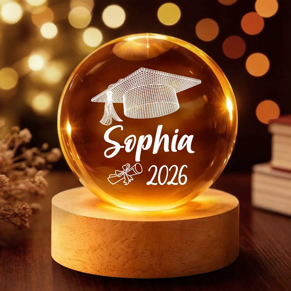 Personalized Globe Lamp With Graduation Cap Illusion Night Light, Unique Graduation Gift Keepsake