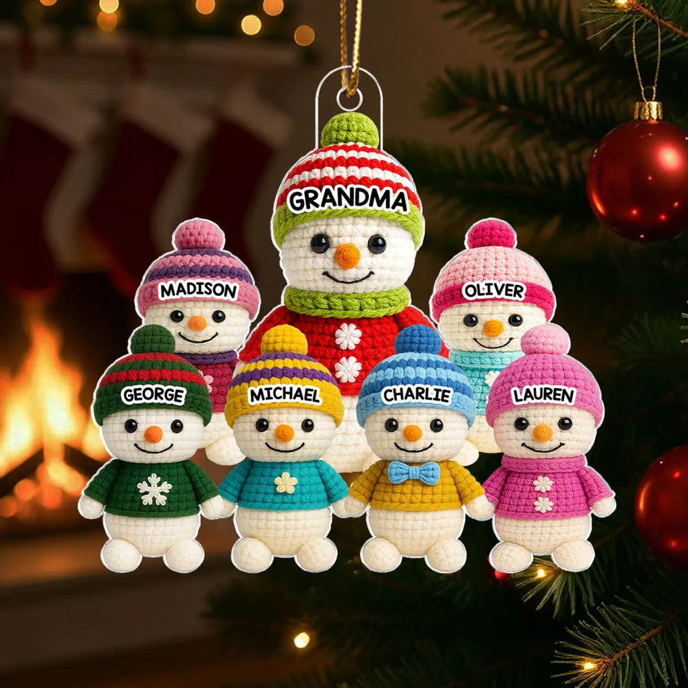 Acrylic Ornament with Snowman Family Design | Clear Printing & Premium Texture, Perfect Gift for Family & Christmas Tree Decoration