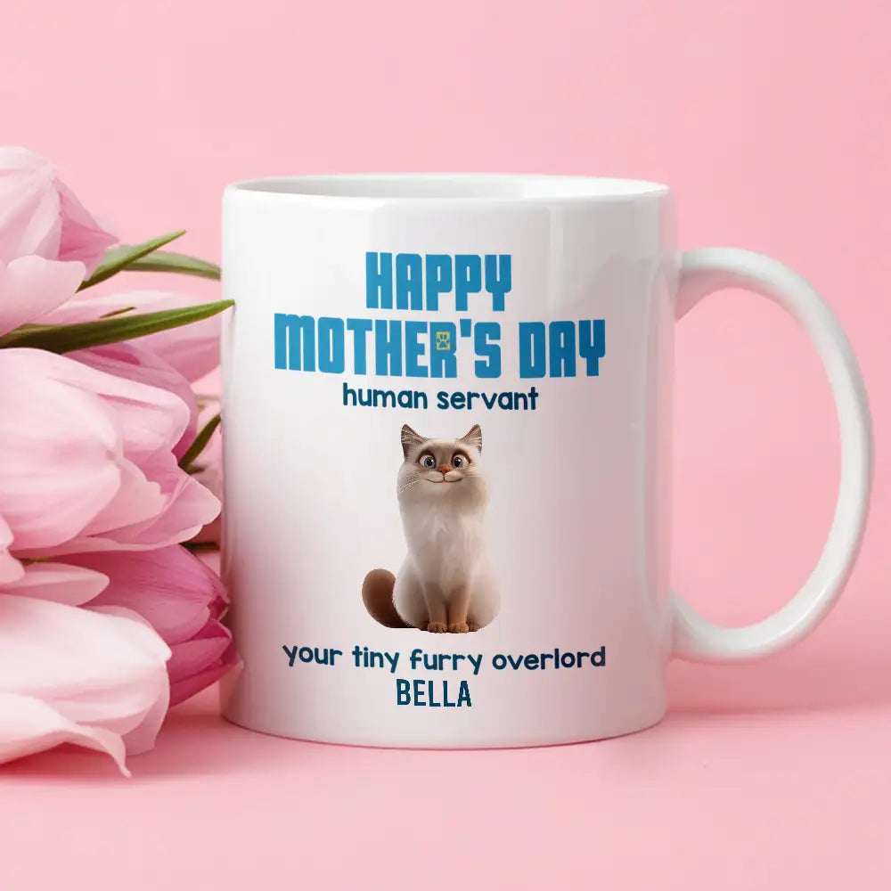 Customizable Cat Mom Mug – ‘Happy Mother’s Day’ Ceramic Mug with Pet Names