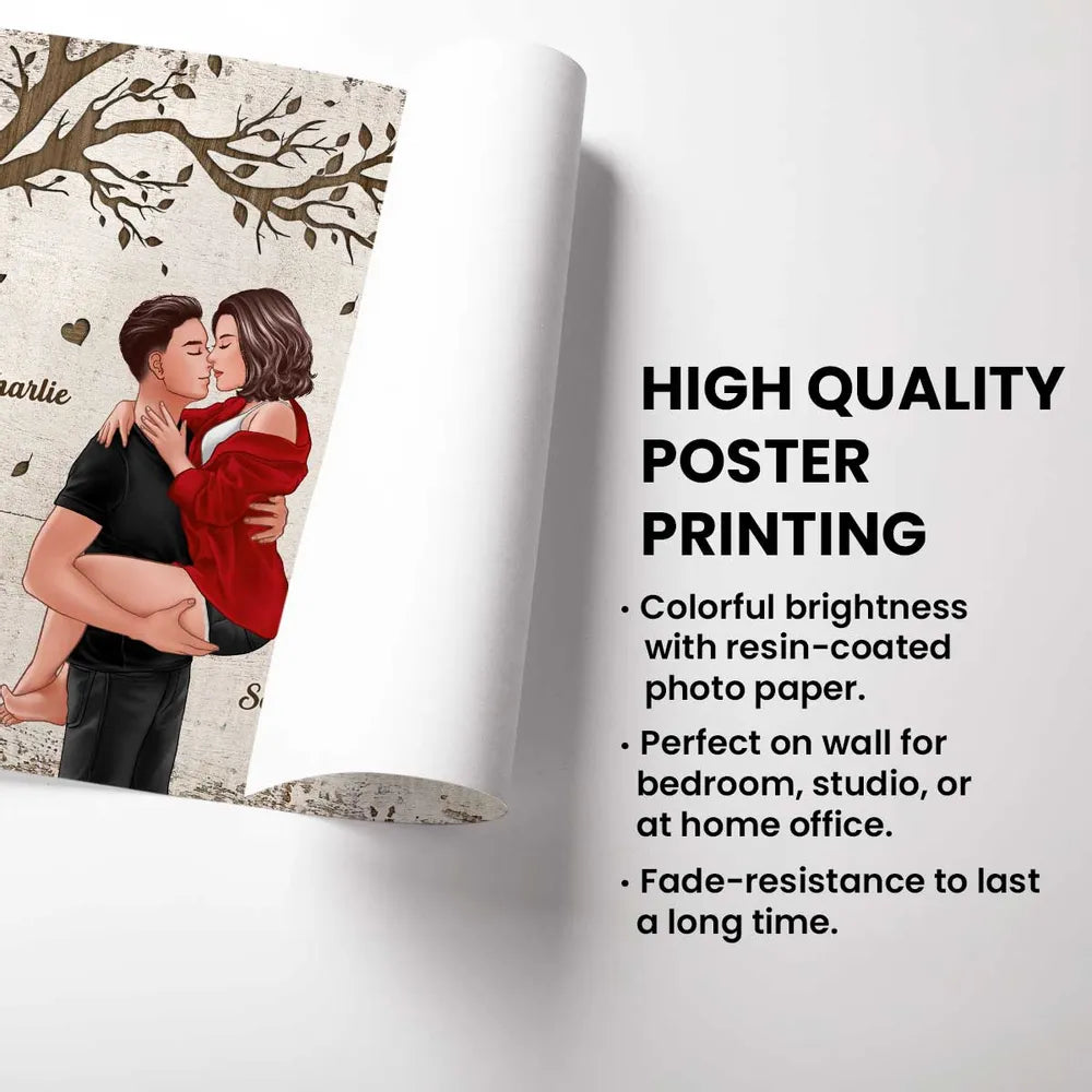 Personalized "Favorite Place In All The World" Couple Kissing Canvas/Poster - A Perfect Valentine's Day Gift for Couples