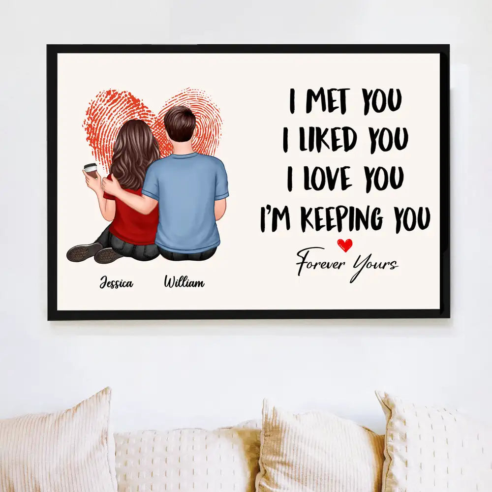 I Met You, I Liked You, I Love You, I’m Keeping You – Finger-Print Heart Custom Poster