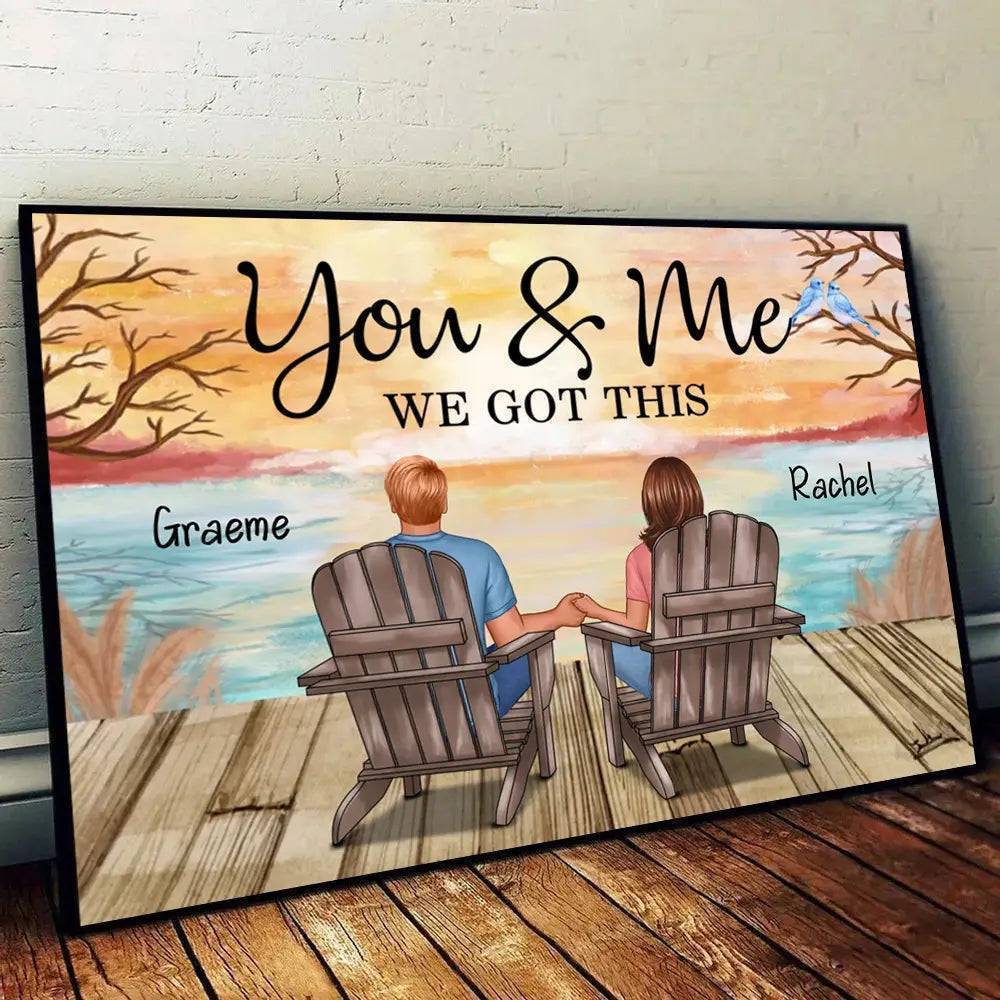 Seaside Memories - Personalized Vintage Beach Couple Poster or Canvas - A Timeless Anniversary Gift for Him & Her