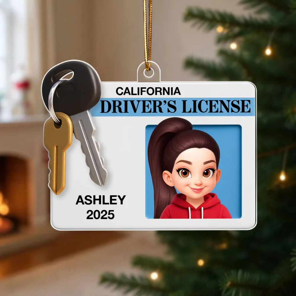 Acrylic Ornament for Car, Driver License Look with cartoon vibe, durable and cute, festive decor and creative gift for teens and friends