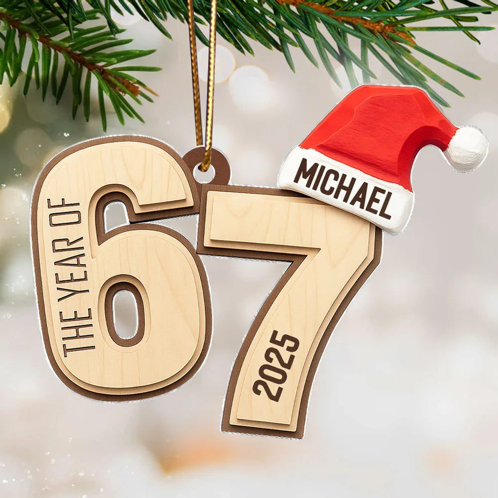 Personalized Acrylic Ornament 67 Gingerbread Design, Teen Slang Christmas Tree Decor, Cute Unique Gift for Grandkids