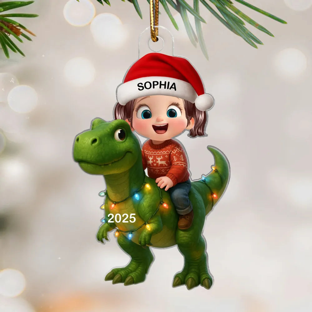 Acrylic Ornament Featuring Kid and Dinosaur Theme, Refined Texture, Perfect Collectible Gift for Children