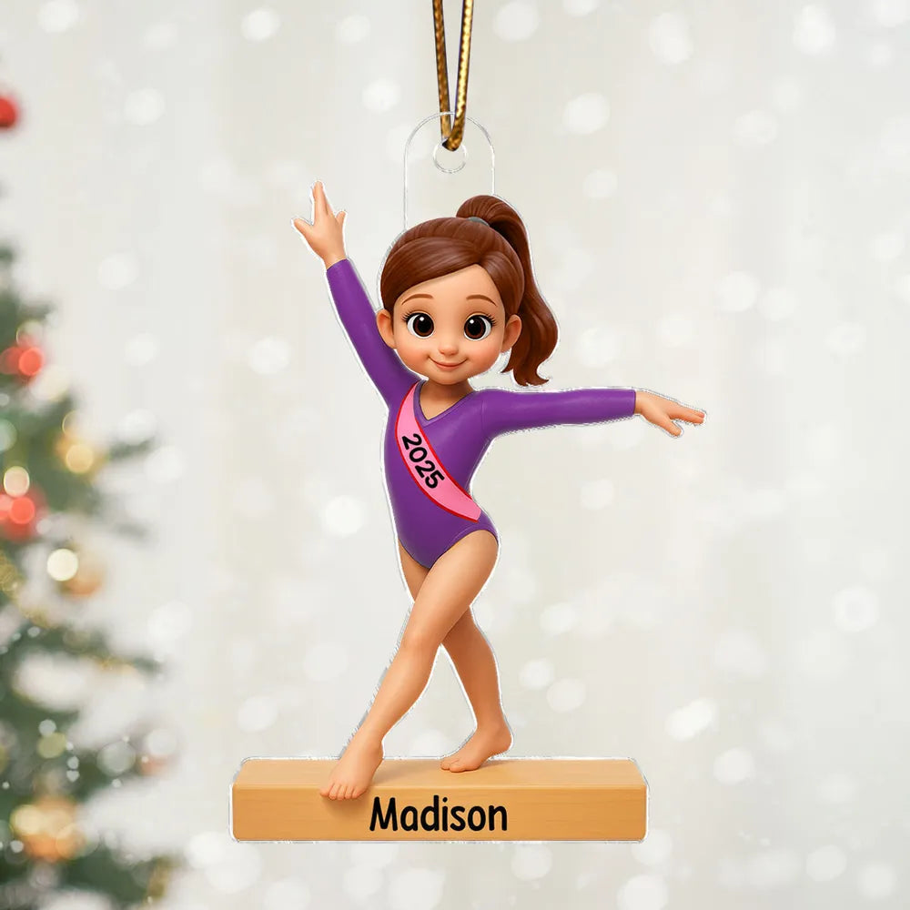 Gymnast Girl Acrylic Ornament – Holiday Keepsake, Perfect Gift for Daughters or Gymnastics Fans