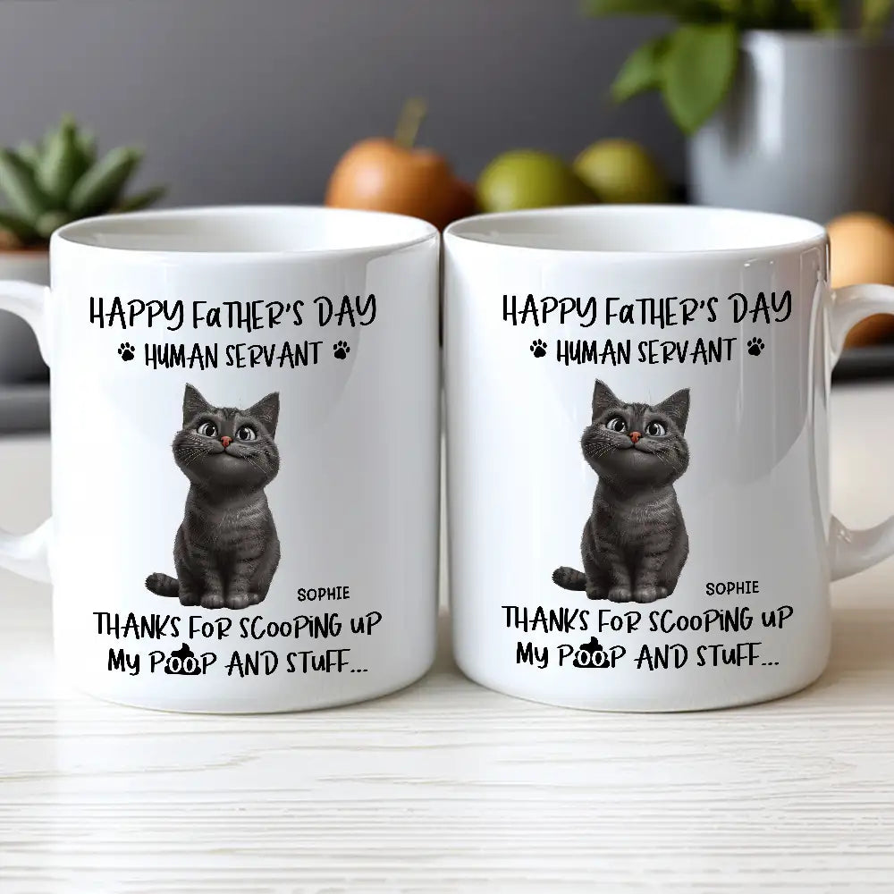 "Thanks for Scooping My Poop" Father's Day White Ceramic Mug – Custom Pet Design for Dad