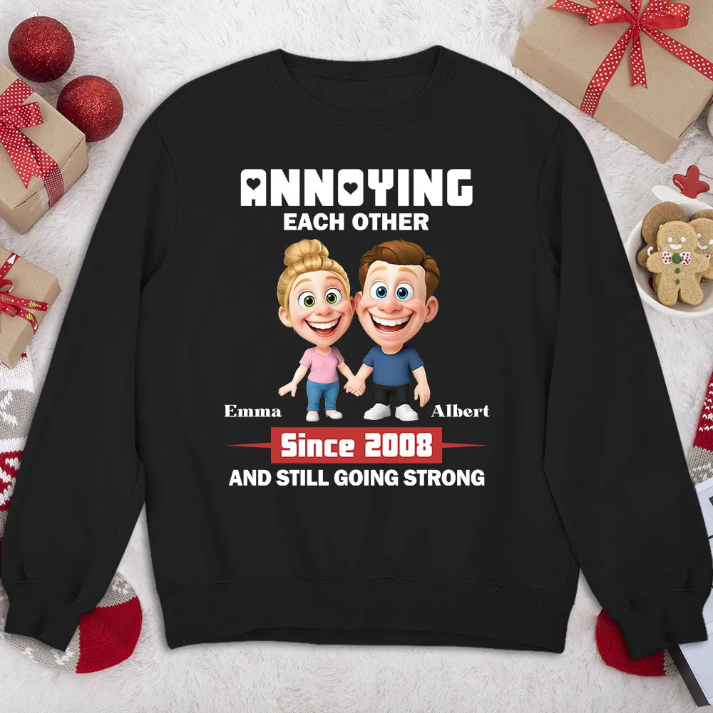 Personalized Classic Tee with Cute Couple Holding Hands - Annoying Each Other Fun Gift for Couples