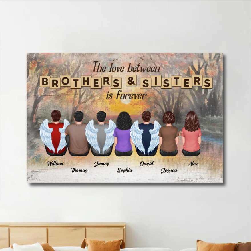 Personalized Brothers & Sisters Forever Keychian, Ornament, Poster or Canvas, Plaque, Wallet Card - Perfect Gift for Siblings, Memorial Keepsake