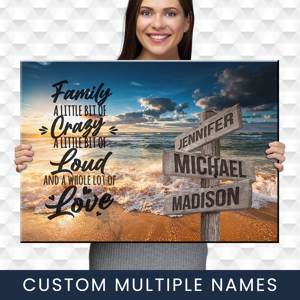 "Family Love & Joy" Personalized Ocean Sunset Canvas Art - The Perfect Gift to Cherish Family Moments