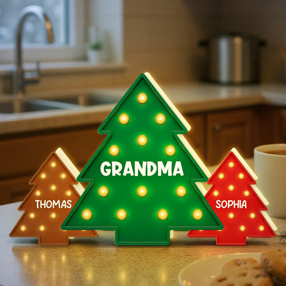Christmas Tree Acrylic Light Box – Personalized Holiday Gift for Grandma and Family