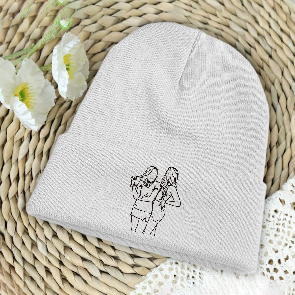 Custom Photo - Personalized Aunt Embroidered Beanie