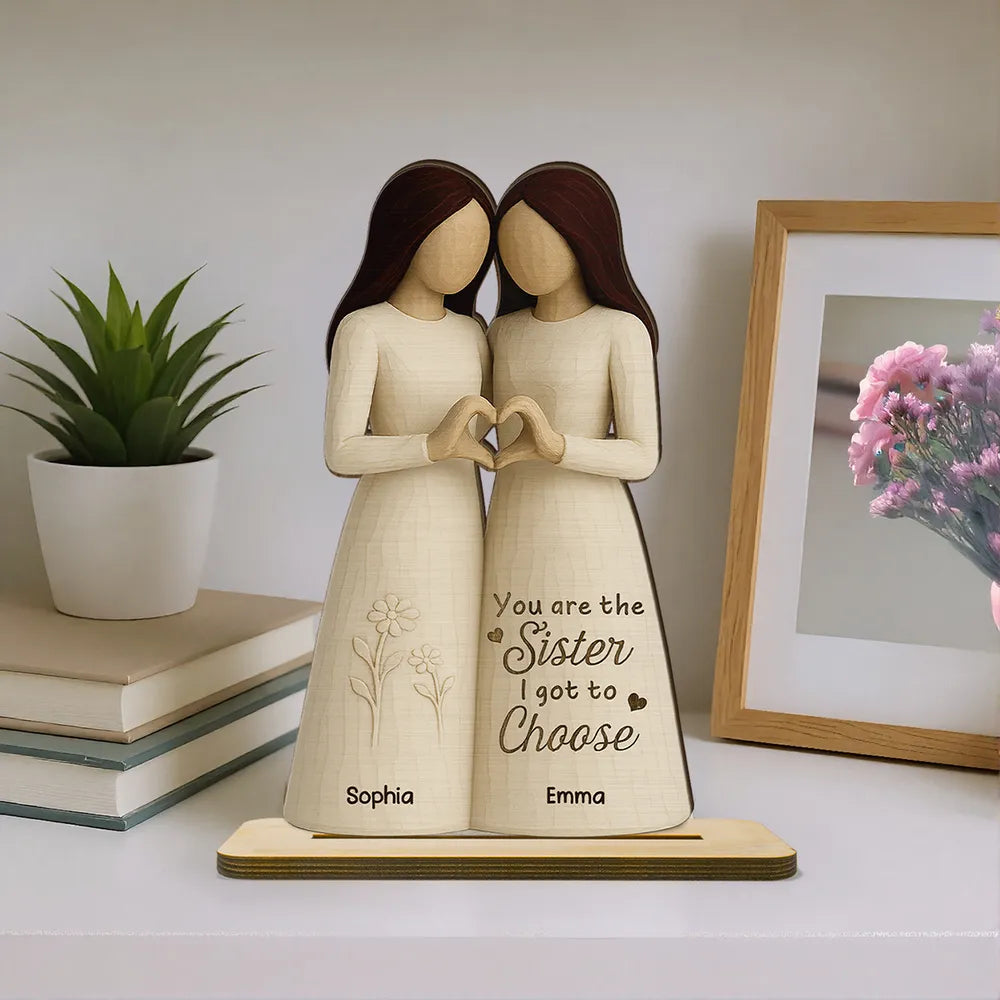 Besties Heart Hands Personalized Standing Wooden Plaque, Birthday Gift Friendship Gift for Besties, Best Friends